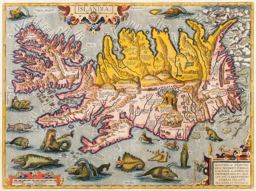 Χάρτης της Ισλανδίας από τον Αβραάμ Ορτέλιους, περίπου 1590