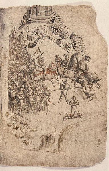 Απεικόνιση της Μάχης του Μπάννοκμπερν από το "Σκωτικό Χρονικό" (περ. 1440)
